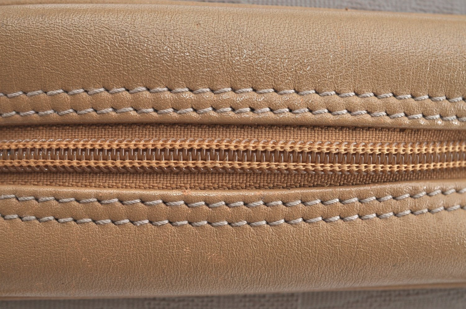 Authentic Christian Dior Vintage Trotter Tote Hand Bag PVC Leather Beige K6400