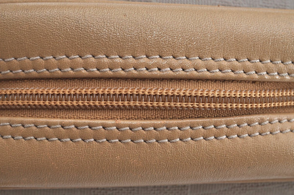 Authentic Christian Dior Vintage Trotter Tote Hand Bag PVC Leather Beige K6400