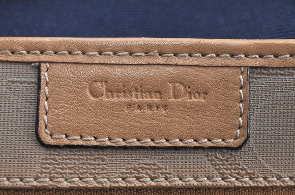 Authentic Christian Dior Vintage Trotter Tote Hand Bag PVC Leather Beige K6400