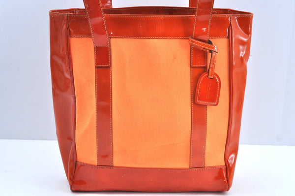 Authentic GUCCI Vintage Shoulder Tote Bag Polyurethane Enamel Orange Junk K6437