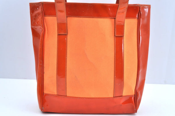 Authentic GUCCI Vintage Shoulder Tote Bag Polyurethane Enamel Orange Junk K6437