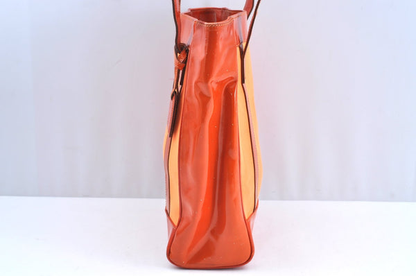 Authentic GUCCI Vintage Shoulder Tote Bag Polyurethane Enamel Orange Junk K6437
