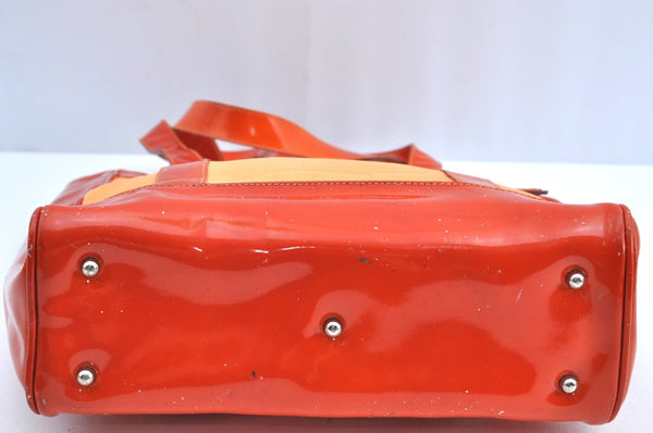 Authentic GUCCI Vintage Shoulder Tote Bag Polyurethane Enamel Orange Junk K6437