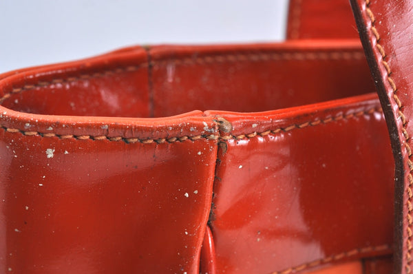 Authentic GUCCI Vintage Shoulder Tote Bag Polyurethane Enamel Orange Junk K6437