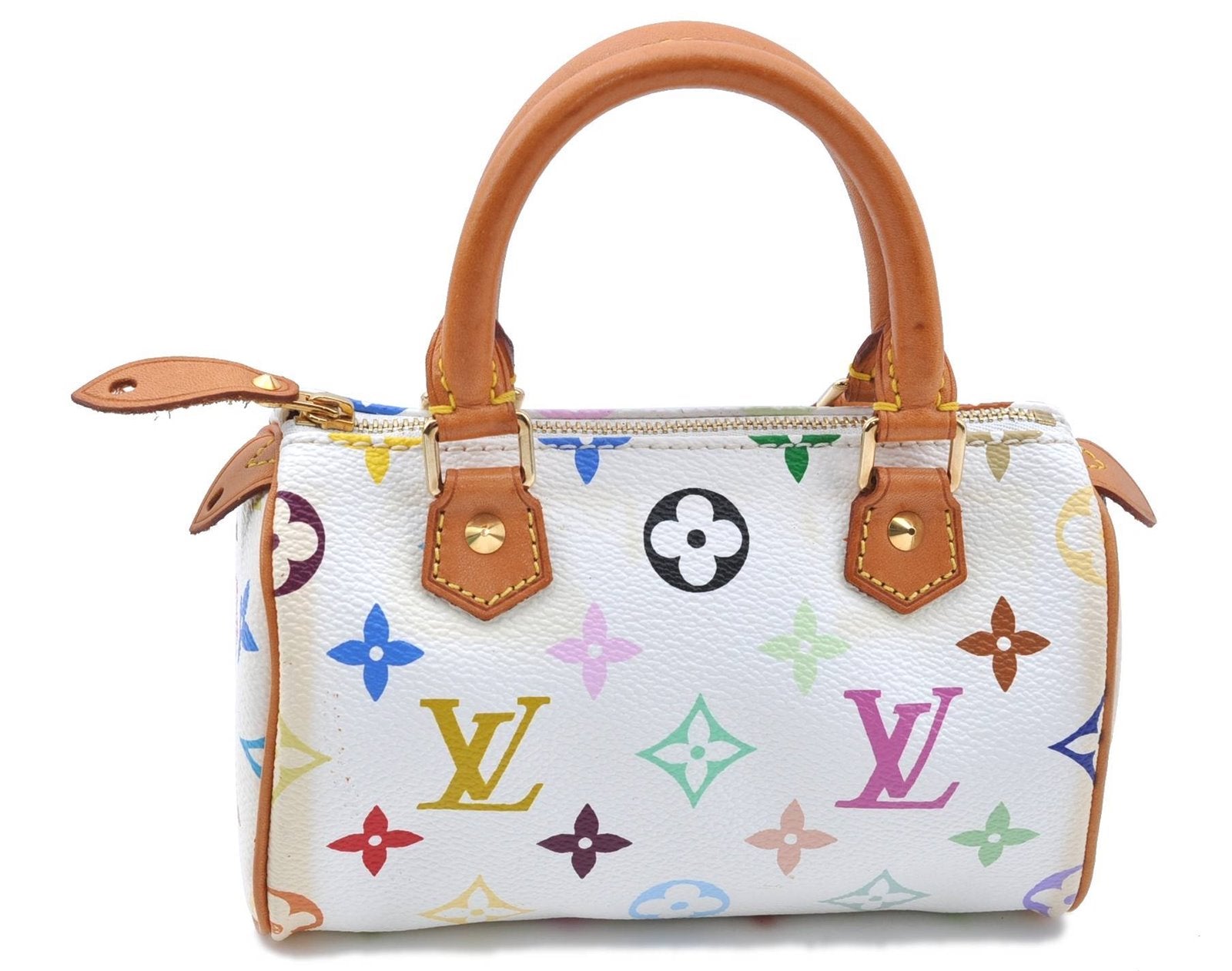 Auth Louis Vuitton Monogram Multicolor Mini Speedy Hand Bag M92645 White H6084