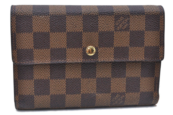 Authentic Louis Vuitton Damier Porte Tresor Etui Papier Wallet N61202 LV H6667