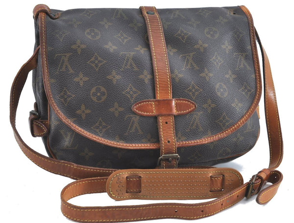 Authentic Louis Vuitton Monogram Saumur 30 Shoulder Clutch Bag M42256 Junk H6707