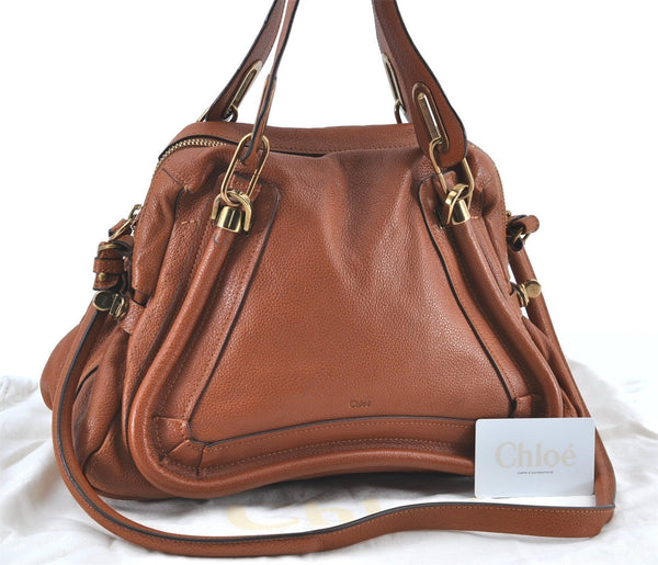 Authentic Chloe Paraty 2Way Shoulder Cross Body Hand Bag Brown H6822