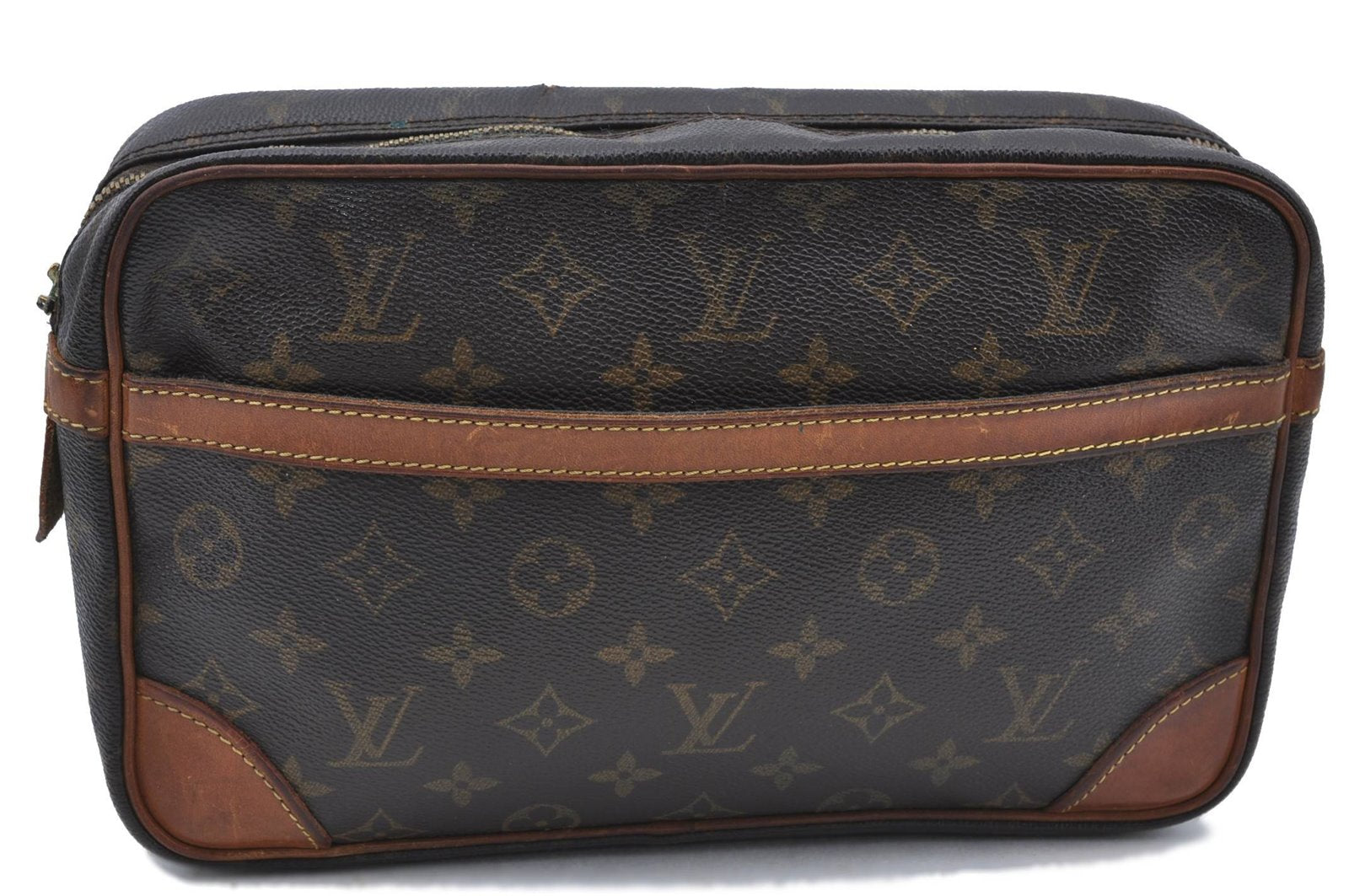Authentic Louis Vuitton Monogram Compiegne 28 Clutch Hand Bag M51845 LV H6846