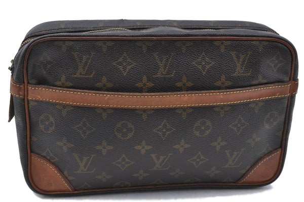 Authentic Louis Vuitton Monogram Compiegne 28 Clutch Hand Bag M51845 LV H6846